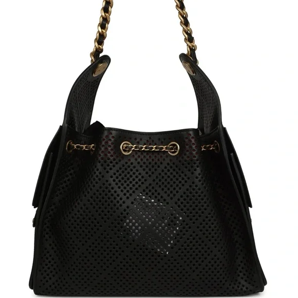 Chanel Small 25 Hobo Bag Black Perforated Calfskin Antique Gold Hardware - Picture 5 of 8